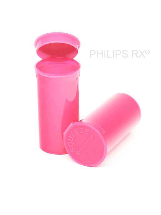 PHILIPS RX Bubblegum 13 dram pop-top container, medication bottle with white cap