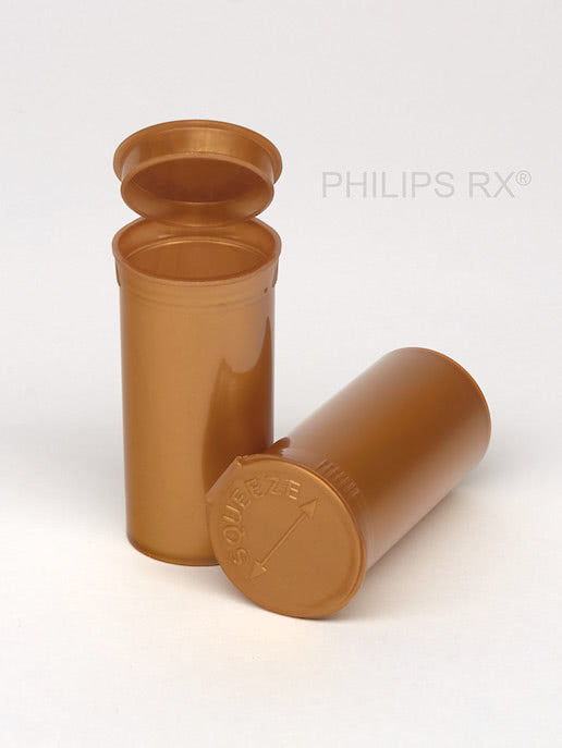 PHILIPS RX Gold 13 dram pop-top container, medication bottle with white cap