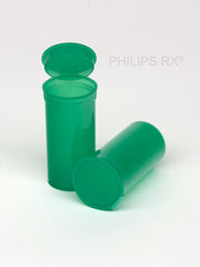 PHILIPS RX Green 13 dram pop-top container, medication bottle with white cap