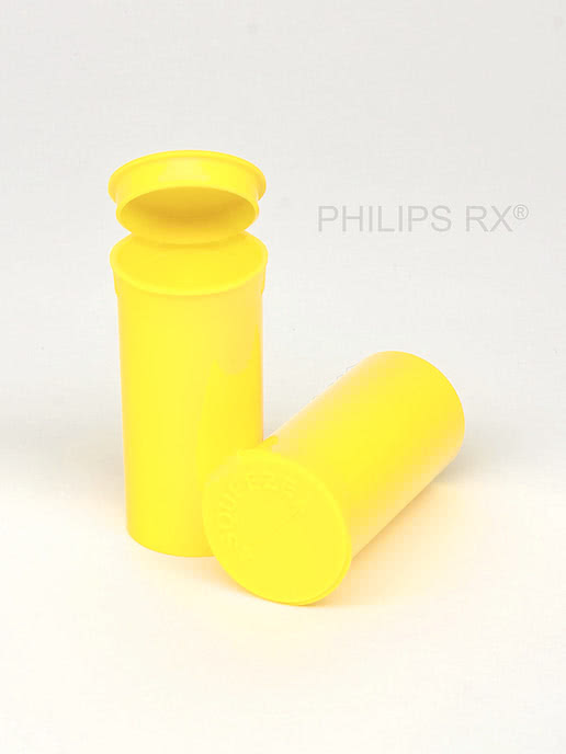 PHILIPS RX Lemon 13 dram pop-top container, medication bottle with white cap