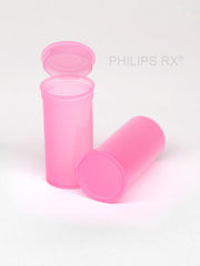 PHILIPS RX Pink 13 dram pop-top container, medication bottle with white cap