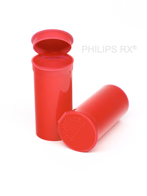 PHILIPS RX Strawberry 13 dram pop-top container, medication bottle with white cap