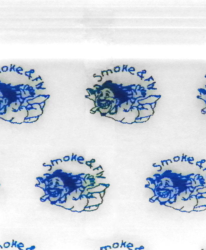Smoke-colored 1/2" x 1/2" Size 1212 Original Apple Bags from The Baggie Store, shown in the smoke.fly.jpg image.