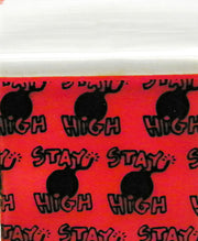 Size 1212 Original Apple Bags by The Baggie Store, 1/2" x 1/2" dimension, shown with stay-high design on clear plastic.