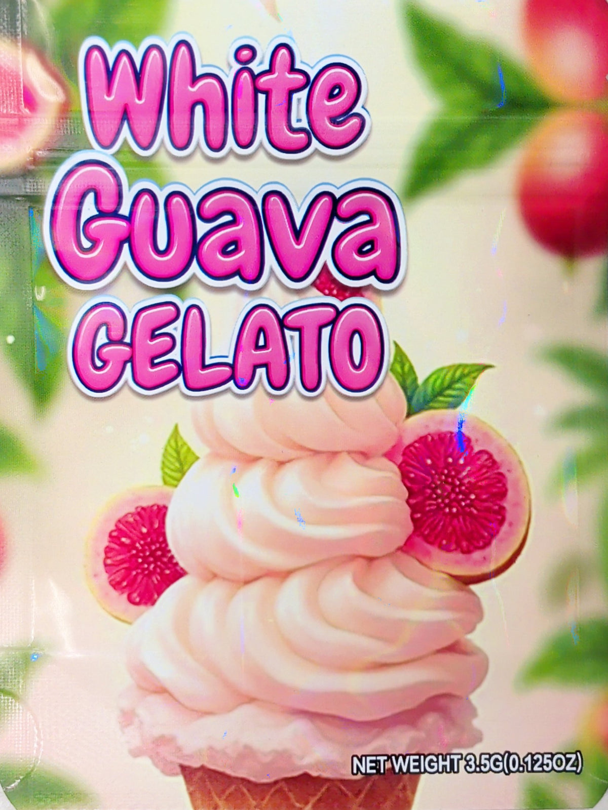 White Guava Gelato Mylar Bags 3.5g