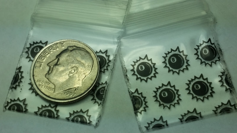 1010 Original Mini Ziplock 2.5mil Plastic Bags 1" x 1" Reclosable Baggies (8 Ball) - The Baggie Store