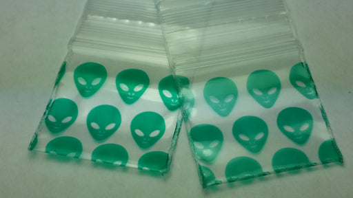 1010 Original Mini Ziplock 2.5mil Plastic Bags 1" x 1" Reclosable Baggies (Alien) - The Baggie Store