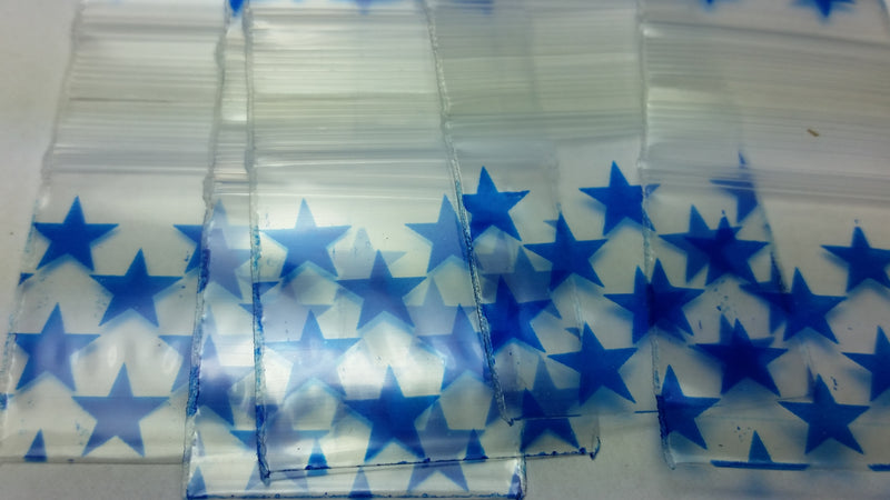 1010 Original Mini Ziplock 2.5mil Plastic Bags 1" x 1" Reclosable Baggies (Blue Star) - The Baggie Store