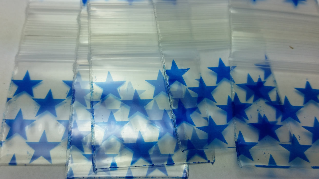1010 Original Mini Ziplock 2.5mil Plastic Bags 1" x 1" Reclosable Baggies (Blue Star) - The Baggie Store