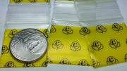 1010 Original Mini Ziplock 2.5mil Plastic Bags 1" x 1" Reclosable Baggies (Happy Face) - The Baggie Store