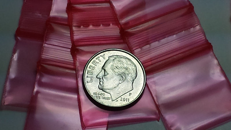 1010-S Original Mini Ziplock 2.5mil Plastic Bags 1" x 1" Reclosable Baggies (Red) - The Baggie Store