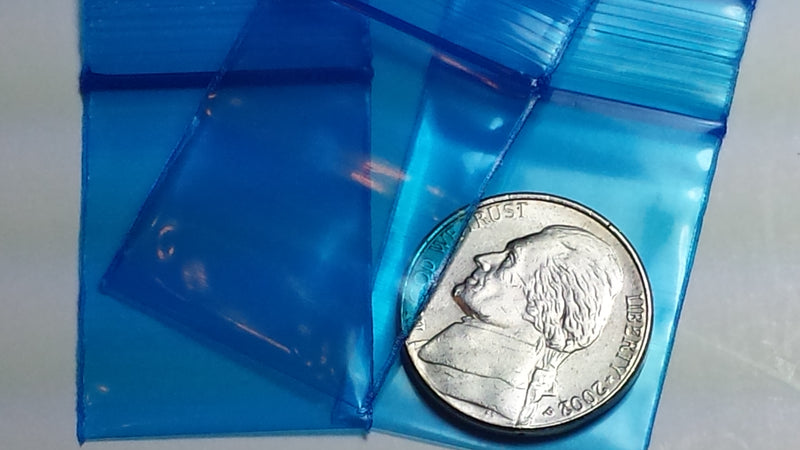 10125 Original Mini Ziplock 2.5mil Plastic Bags 1" x 1.25" Reclosable Baggies (Blue) - The Baggie Store