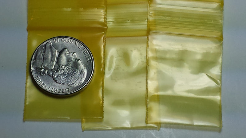 10125 Original Mini Ziplock 2.5mil Plastic Bags 1" x 1.25" Reclosable Baggies (Yellow) - The Baggie Store