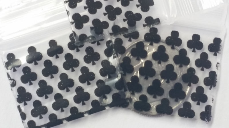 1034 Original Mini Ziplock 2.5mil Plastic Bags 1" x 3/4" Reclosable Baggies (Clubs) - The Baggie Store