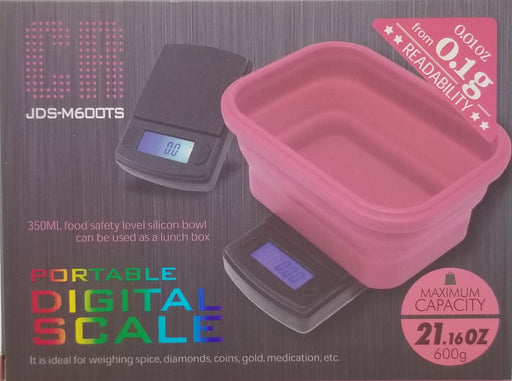 JDS-M600TS Portable Digital Scale w/ Silicon Bowl, 600g, 0.1g #A7 - TBS Supply Co