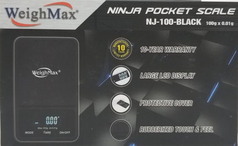 WeighMax NJ-100-Black Ninja Portable Digital Scale, 100g, 0.01g - TBS Supply Co