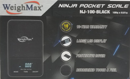WeighMax NJ-100-Black Ninja Portable Digital Scale, 100g, 0.01g - TBS Supply Co