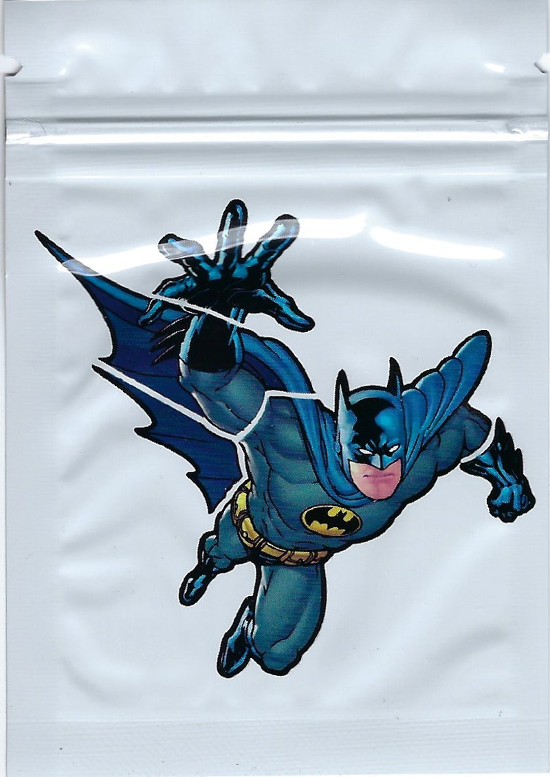 Smell-proof Batman-themed Mylar bags from The Baggie Store, set of 100, with sealed, durable design for storage.