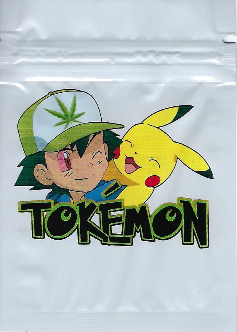 Smell-proof Tokemon Mylar Bags from The Baggie Store, 100-pack, resealable storage bags for secure storage.