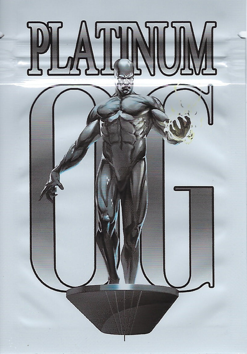 Smell-proof Platinum OG Mylar Bags by The Baggie Store, 100-pack, with resealable zipper and durable foil material for secure storage.