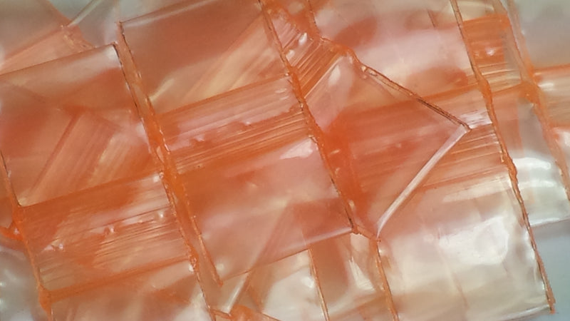 1212 Original Mini Ziplock 2.5mil Plastic Bags 1/2" x 1/2" Reclosable Baggies (Orange) - The Baggie Store