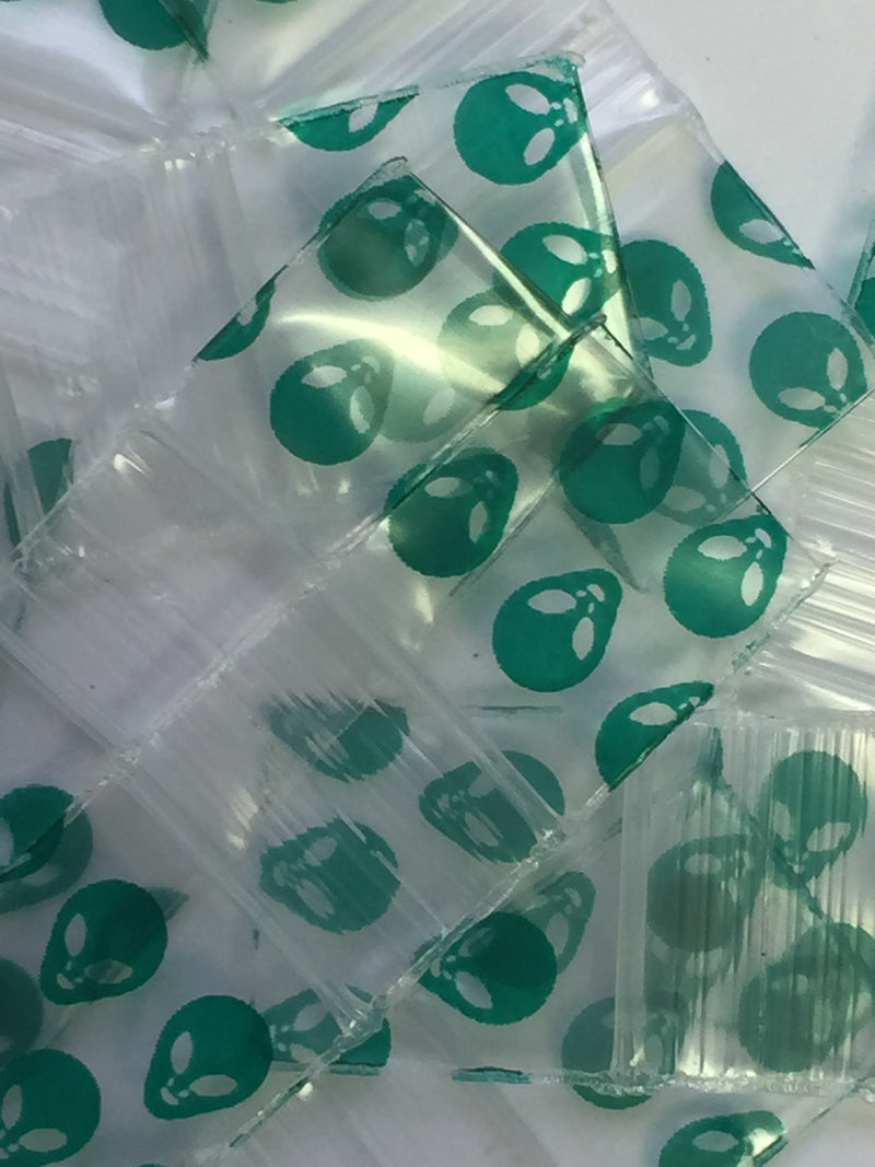 1212 Original Mini Ziplock 2.5mil Plastic Bags 1/2" x 1/2" Reclosable Baggies (Alien) - The Baggie Store