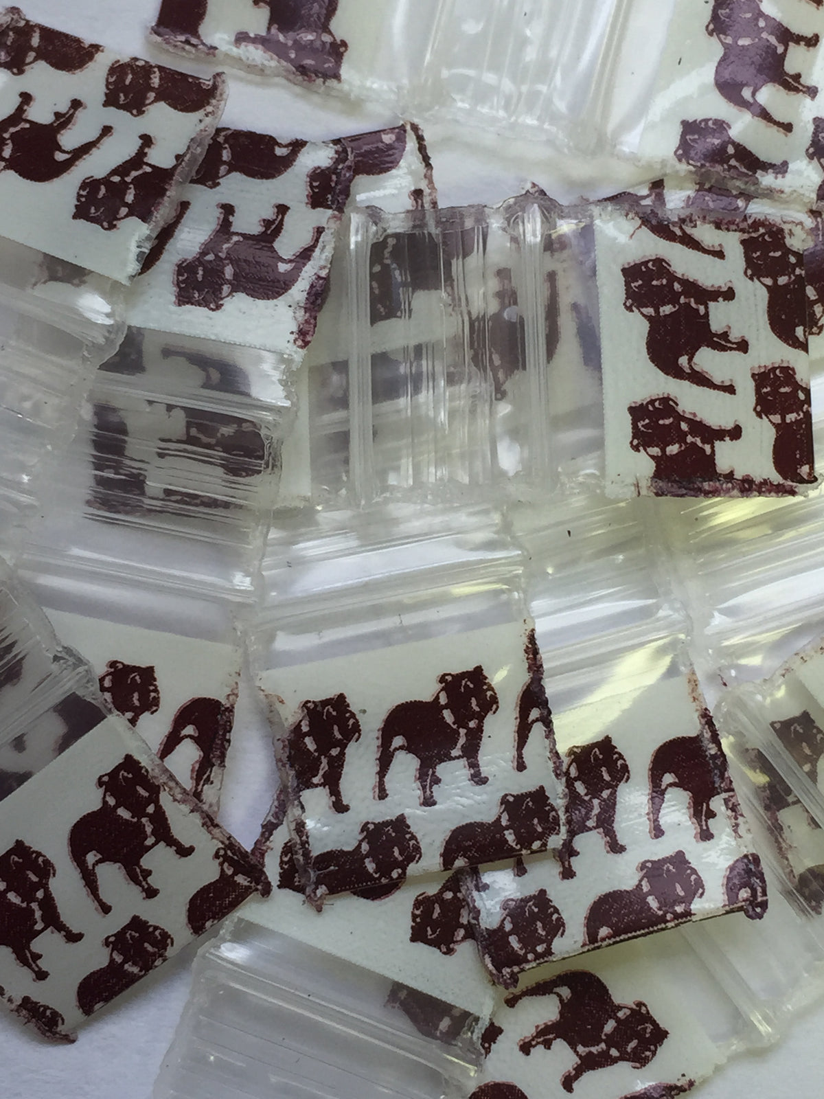 Resealable 1212 Original Apple Bags with a Pitbull design, 1/2 inch by 1/2 inch, ideal for small items and packaging.