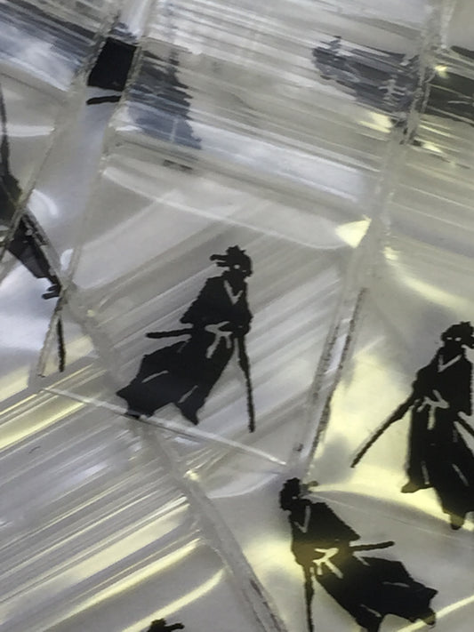 Resealable 1212 Original Apple Bags with Samurai Ninja design, 1/2 inch by 1/2 inch storage bags for snacks or small items.