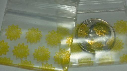 12510 Original Mini Ziplock 2.5mil Plastic Bags 1.25" x 1" Reclosable Baggies (Sunflowers) - The Baggie Store