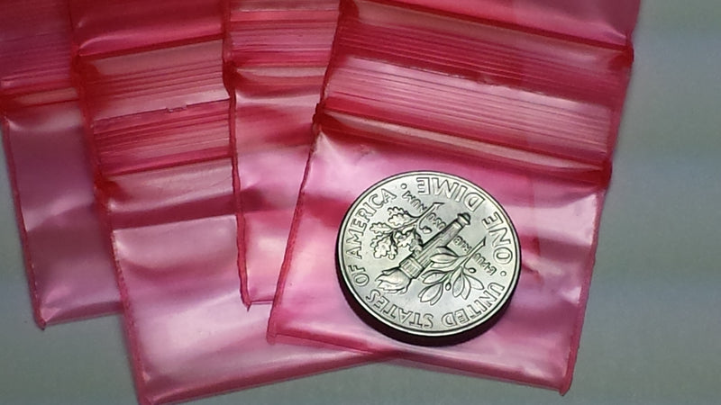12510-S Original Mini Ziplock 2.5mil Plastic Bags 1.25" x 1" Reclosable Baggies (Red) - The Baggie Store