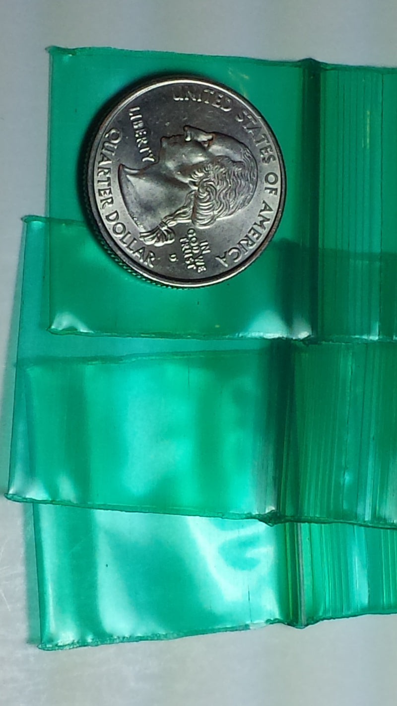 125125 Original Mini Ziplock 2.5mil Plastic Bags 1.25" x 1.25" Reclosable Baggies (Green) - The Baggie Store