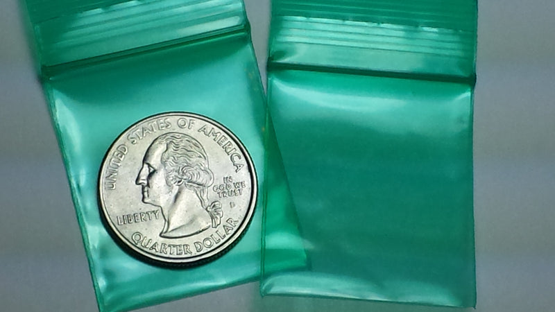 12515 Original Mini Ziplock 2.5mil Plastic Bags 1.25" x 1.5" Reclosable Baggies (Green) - The Baggie Store