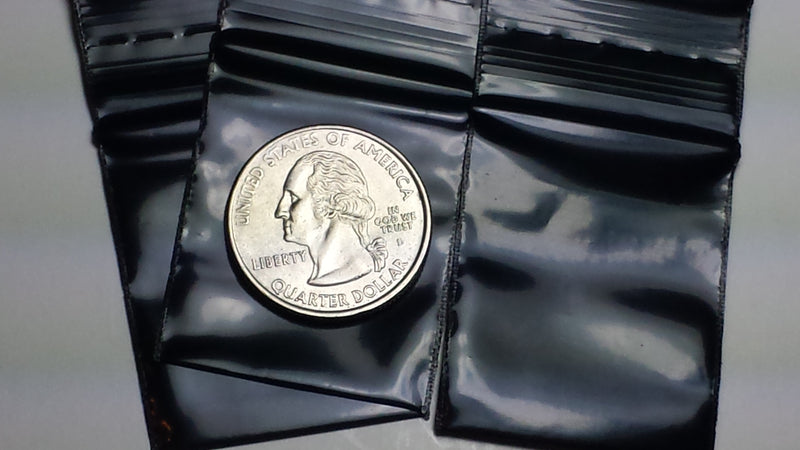 12515 Original Mini Ziplock 2.5mil Plastic Bags 1.25" x 1.5" Reclosable Baggies (Black) - The Baggie Store