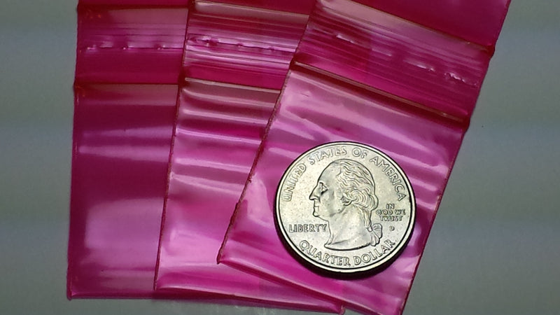 12515 Original Mini Ziplock 2.5mil Plastic Bags 1.25" x 1.5" Reclosable Baggies (Red) - The Baggie Store