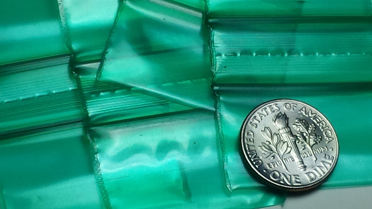 12534 Original Mini Ziplock 2.5mil Plastic Bags 1.25" x 3/4" Reclosable Baggies (Green) - The Baggie Store