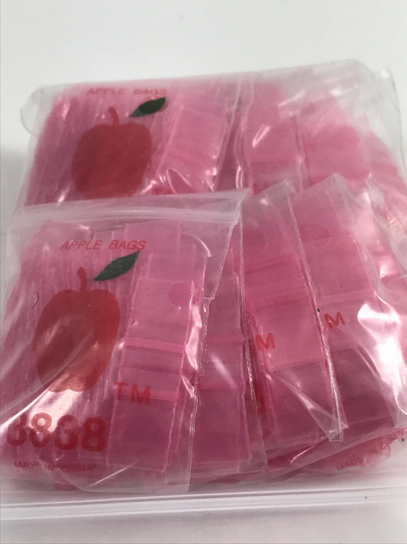 3838 Original Mini Ziplock 2.5mil Plastic Bags 3/8" x 3/8" Reclosable Baggies (Pink) - The Baggie Store