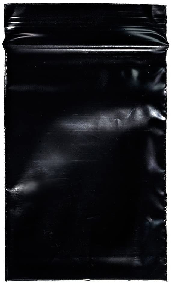 Black 2x3-inch resealable bags from Original Apple Bags, designed for packaging or storage purposes.