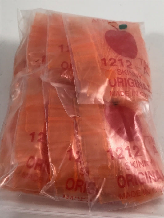 Orange resealable bags by Original Apple Bags, 1/2 inch x 1/2 inch, suitable for storing small items or snacks.