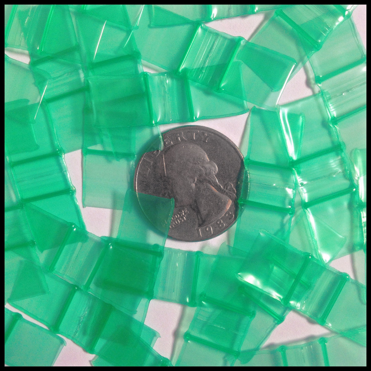 Green 1/2" x 1/2" resealable bags from Original Apple Bags, ideal for storage and packaging.