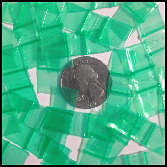 Green 1/2" x 1/2" resealable bags from Original Apple Bags, ideal for storage and packaging.