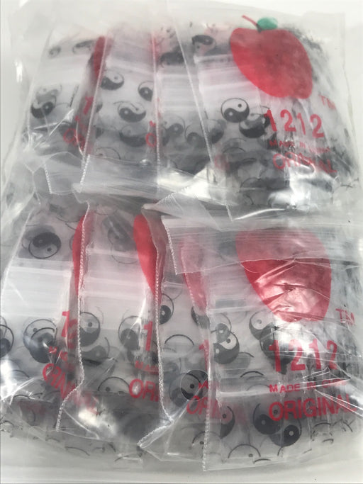 1212 Original Mini Ziplock 2.5mil Plastic Bags 1/2" x 1/2" Reclosable Baggies (Taiji/Yin Yang) - The Baggie Store