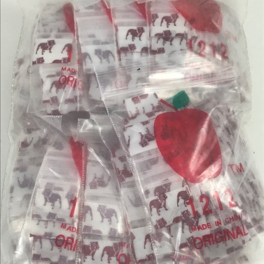 Resealable 1212 Original Apple Bags, 1/2" x 1/2" size, made by Original Apple Bags, suitable for packaging small items.