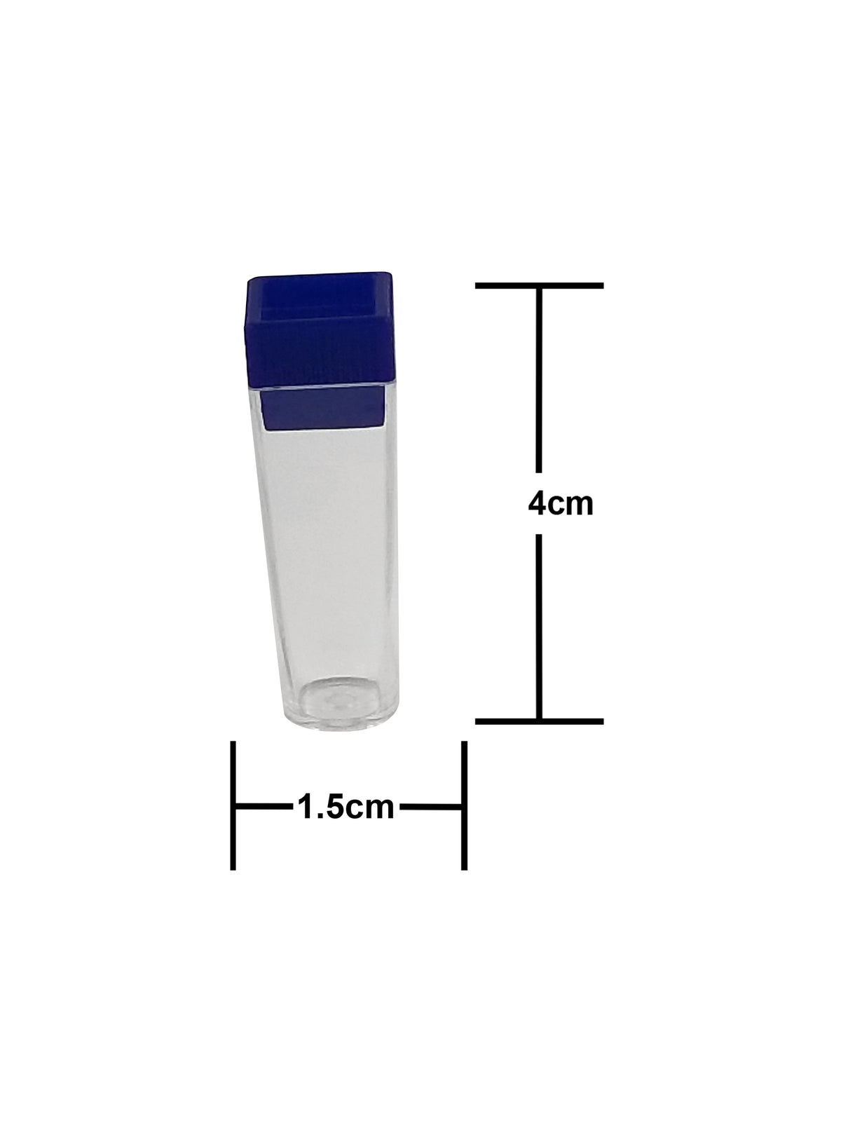 Square top clear tube vials by King Sting Products, .5g capacity, set of 10 for storing small items or samples.