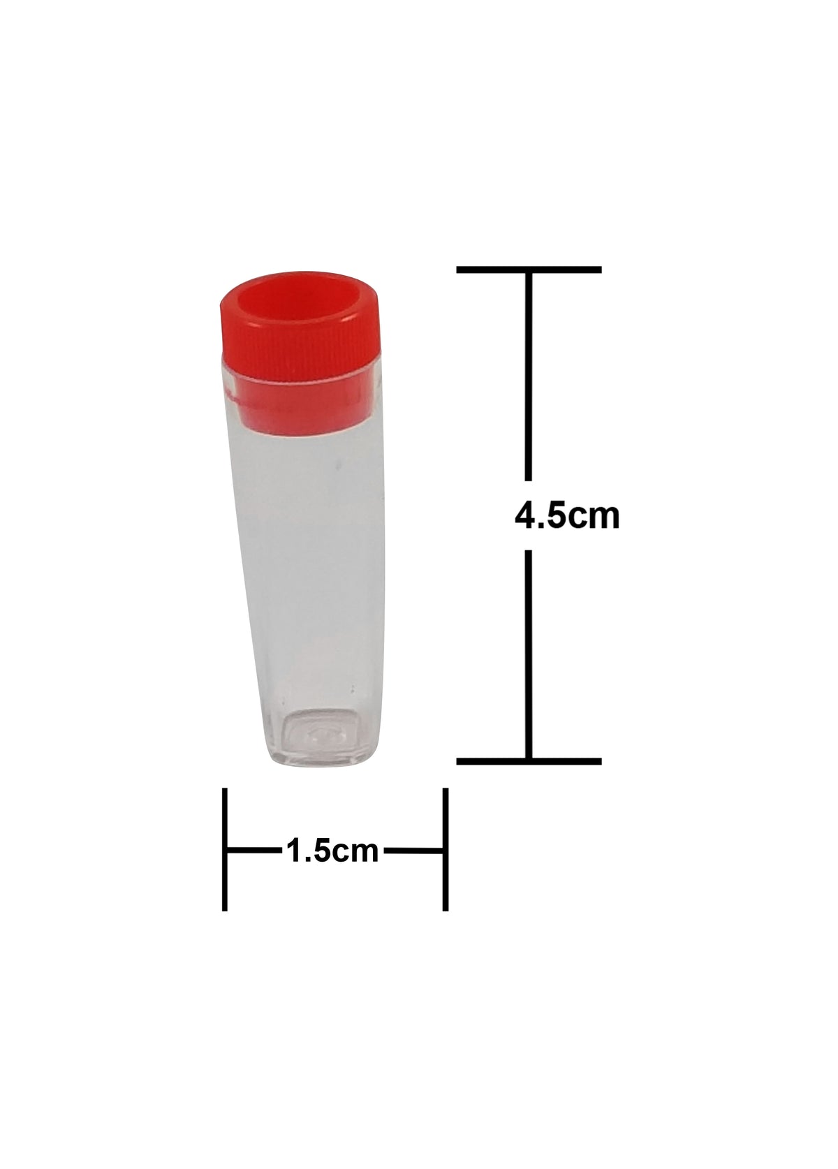 Clear tube vials with King Sting Circle Top design, .5g capacity, 10-pack for storage or display purposes.