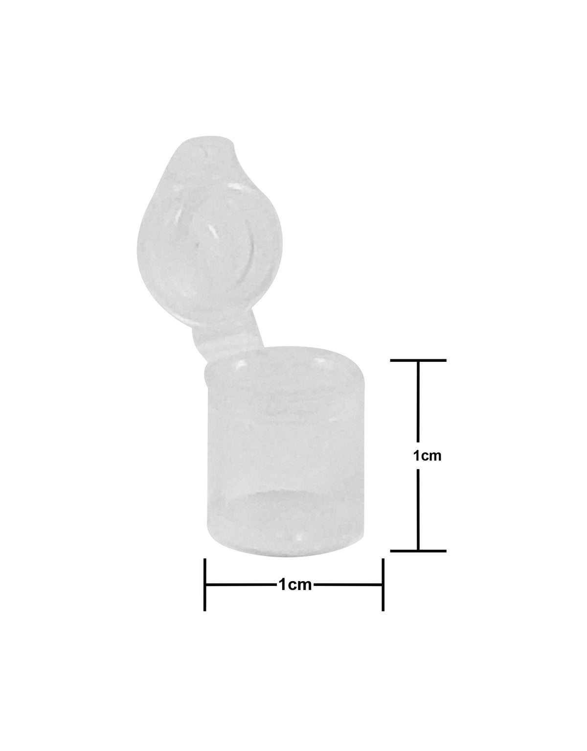 King Sting Mini Pop Top 100 plastic pill containers with orange squeeze top, 1cm size, designed for prescription medication storage.