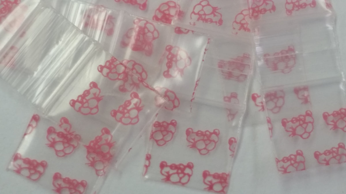 Pink Panther resealable bags by Original Apple Bags, 1/2 inch x 1/2 inch, featuring a playful Pink Panther design.