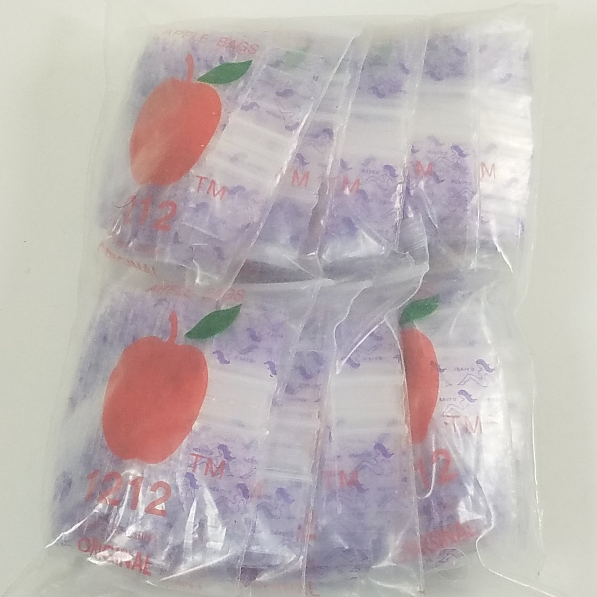 Resealable Original Apple Bags in heavy duty 1/2 inch by 1/2 inch size, suitable for food storage or packaging.