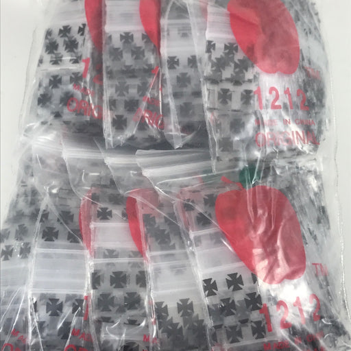 1212 Original Mini Ziplock 2.5mil Plastic Bags 1/2" x 1/2" Reclosable Baggies (Chopper/Iron Cross) - The Baggie Store