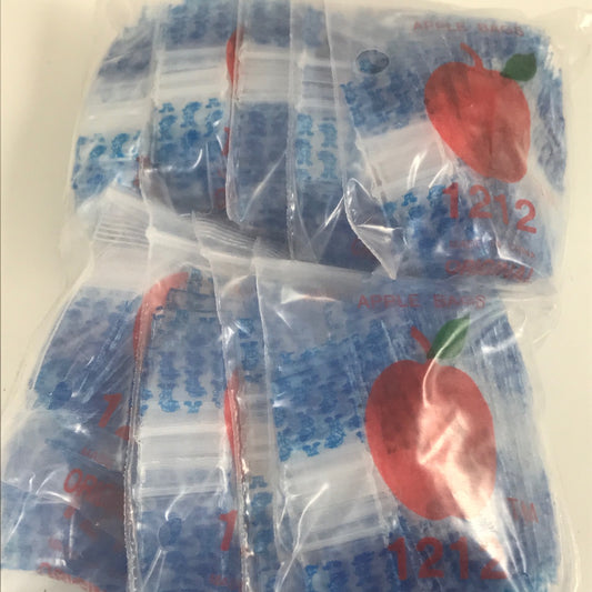 Blue Boy 1212 Original Apple Bags, 1/2 x 1/2 inch resealable plastic bags for small item storage.