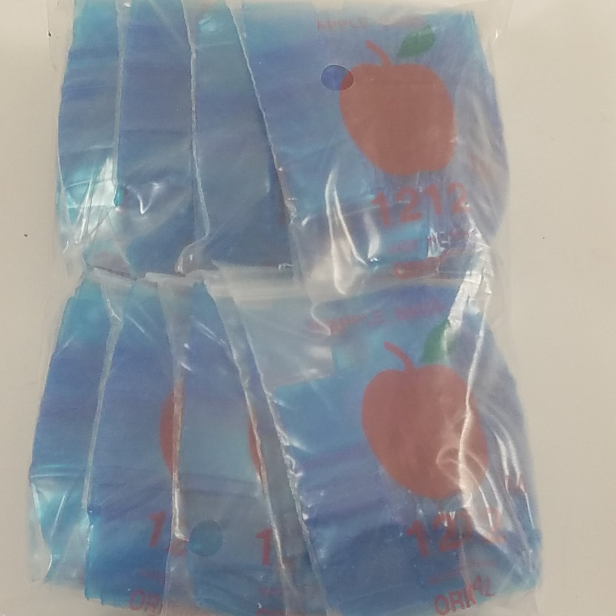 Blue 1212 Original Apple Bags resealable bags, 1/2 inch by 1/2 inch, ideal for packaging small items.